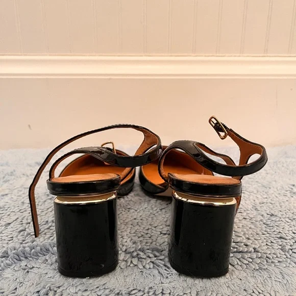 Black Patent Leather Block Heel Women's Shoes - Picture 3 of 5